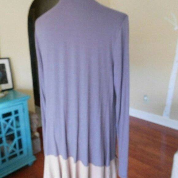 Lovely LOGO By Lori Goldstein Open Front Rayon/Spandex Mauve/Lt Brown Jacket XS - Picture 7 of 9